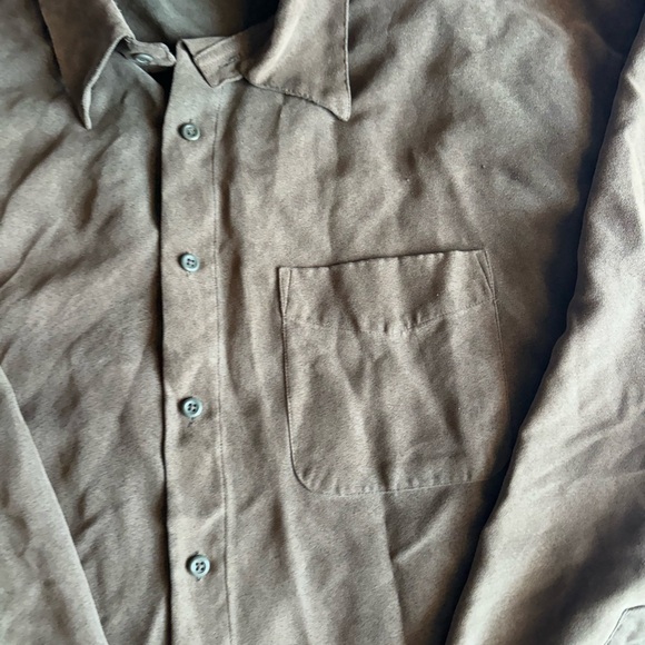 van heusen dress shirt Soft Suede Size XXL Brown 18-18 1/2 NWOT Button Up Pocket - Picture 3 of 13